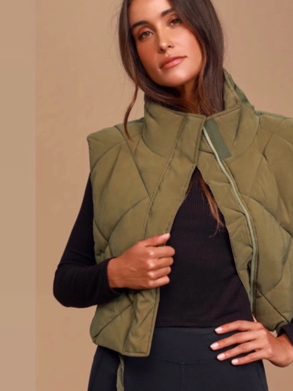 FP Movement by Free People Olive Quilted Puffer Vest - Picture 2 of 7